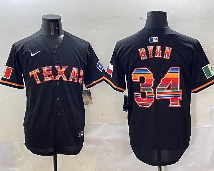 Men's Texas Rangers Nolan Ryan #34 Black Jersey