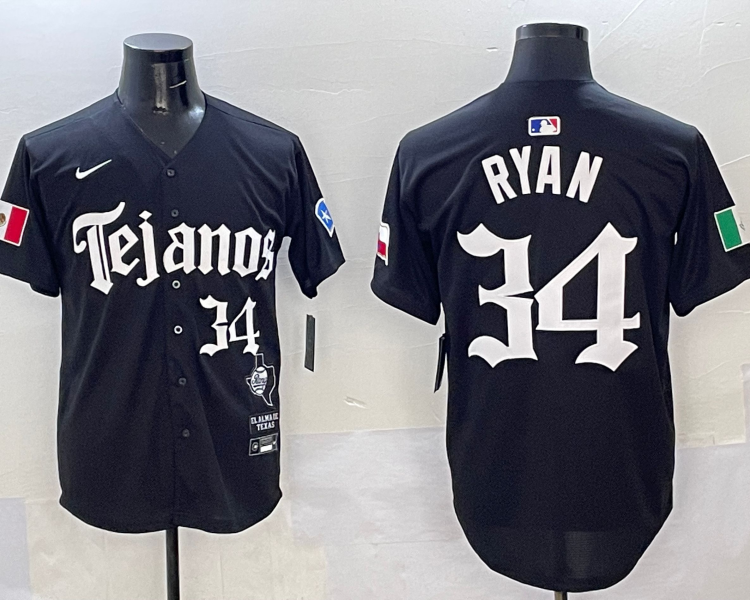 Men's Texas Rangers Nolan Ryan #34 Black Jersey
