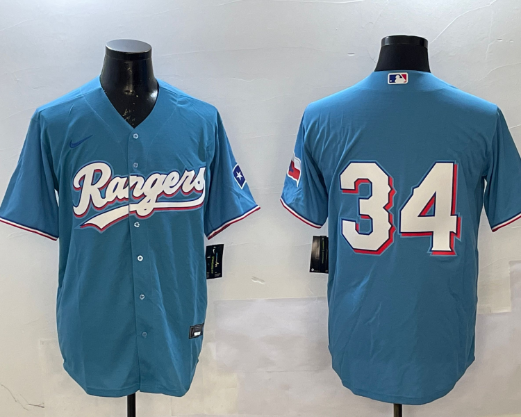 Men's Texas Rangers Nolan Ryan #34 Light Blue Jersey
