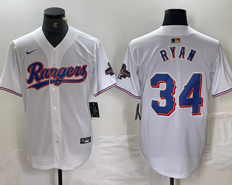 Men's Texas Rangers Nolan Ryan #34 White 2024 Gold Collection Limited Jersey