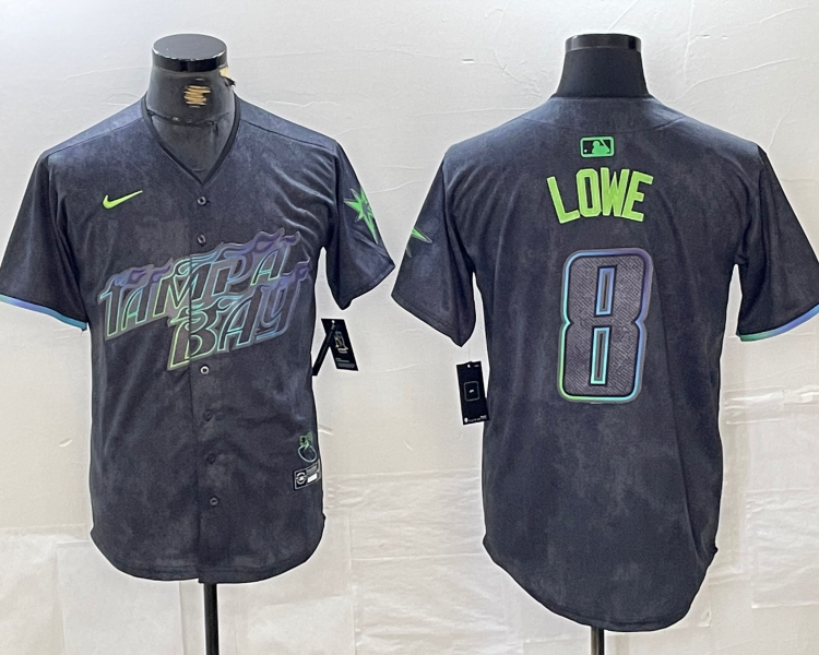 Men's Tampa Bay Rays Brandon Lowe #8 Charcoal 2024 City Connect Limited Jersey