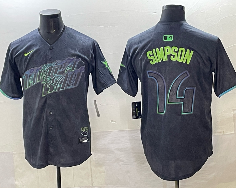 Men's Tampa Bay Rays Chandler Simpson #14 Charcoal 2024 City Connect Limited Jersey