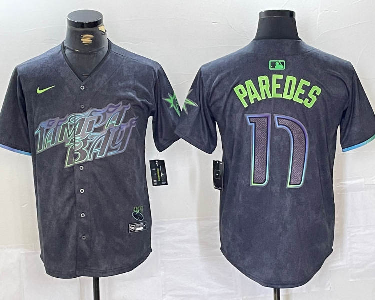 Men's Tampa Bay Rays Isaac Paredes #17 Charcoal 2024 City Connect Limited Jersey