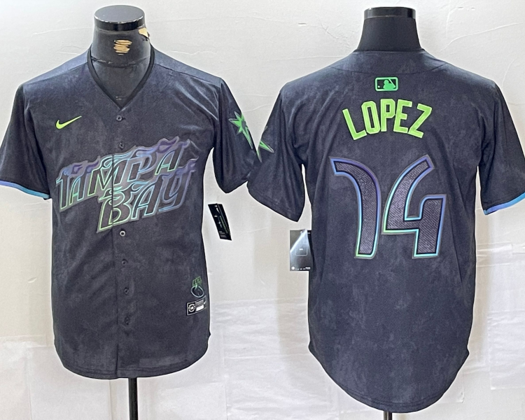 Men's Tampa Bay Rays Jacob Lopez #74 Charcoal 2024 City Connect Limited Jersey