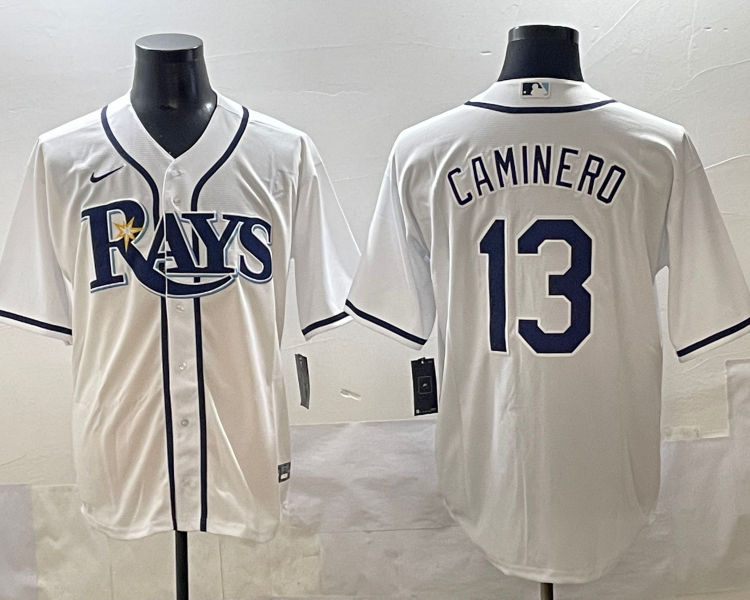 Men's Tampa Bay Rays Junior Caminero #13 White Home Jersey