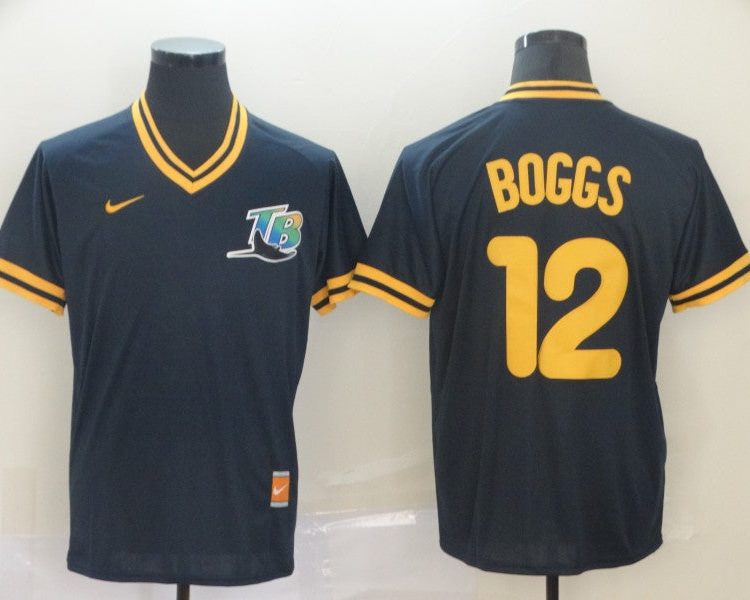 Men's Tampa Bay Rays Wade Boggs #12 Black Baseball Jersey
