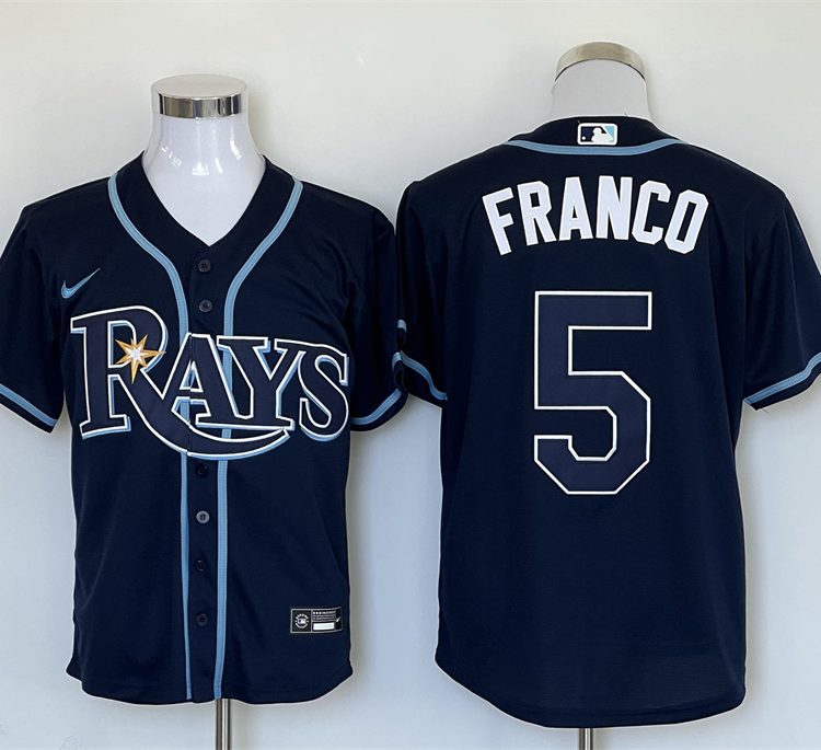 Men's Tampa Bay Rays Wander Franco #5 Navy Baseball Jersey