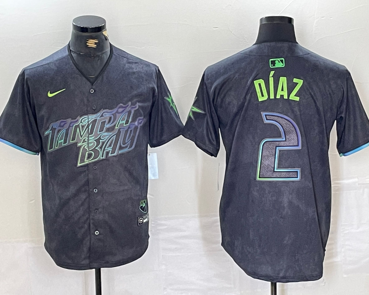 Men's Tampa Bay Rays Yandy Diaz #2 Charcoal 2024 City Connect Limited Jersey