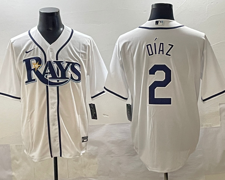 Men's Tampa Bay Rays Yandy Diaz #2 White Home Jersey