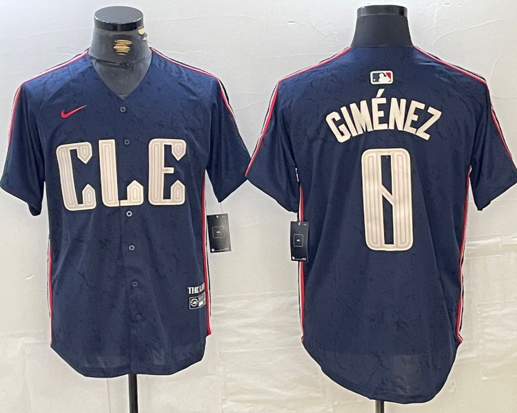 Men's Cleveland Guardians Andres Gimenez #0 Navy 2024 City Connect Limited Jersey