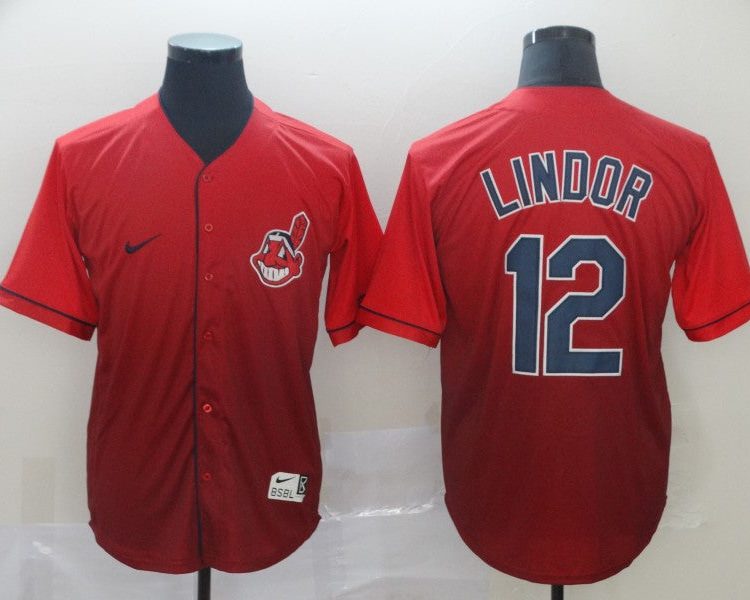 Men's Cleveland Guardians Francisco Lindor #12 Red Gradient J