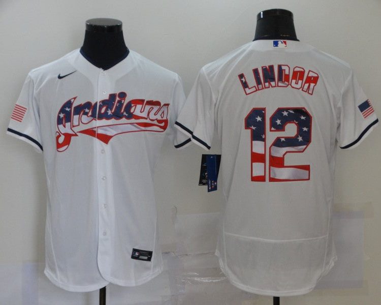 Men's Cleveland Guardians Francisco Lindor #12 White Authentic Baseba