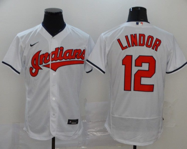 Men's Cleveland Guardians Francisco Lindor #12 White Baseball