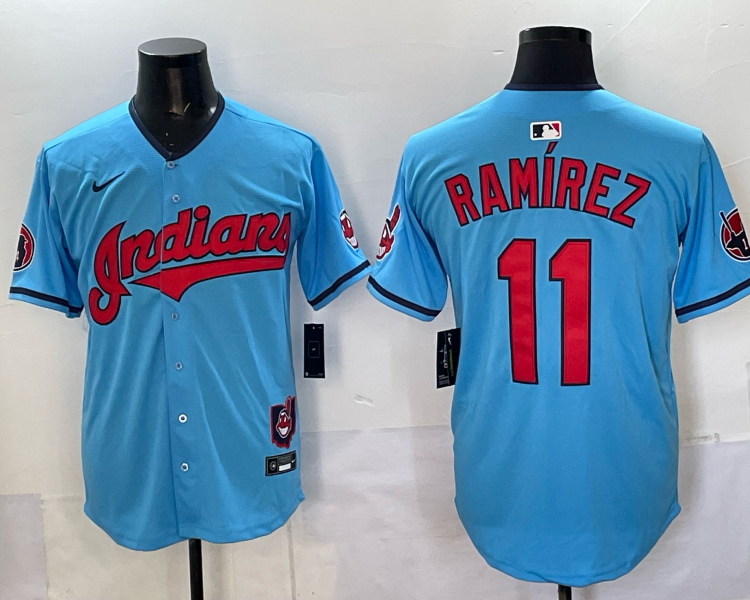 Men's Cleveland Guardians Jose Ramirez #11 Blue Jersey