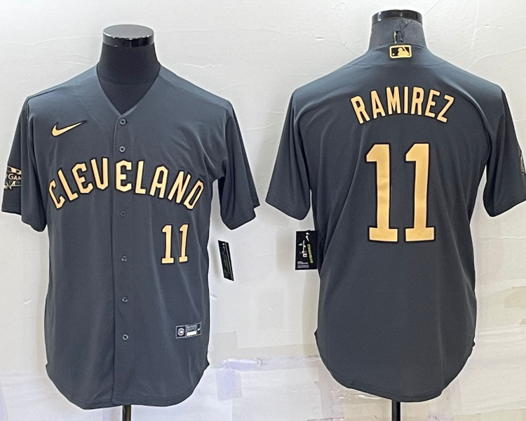 Men's Cleveland Guardians Jose Ramirez #11 Gray Baseball Jers