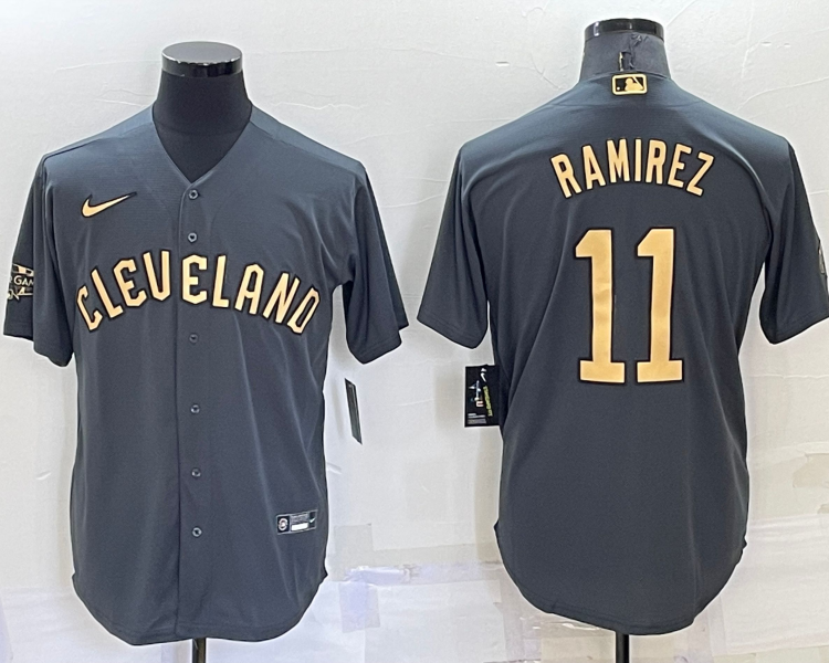 Men's Cleveland Guardians Jose Ramirez #11 Gray Jersey