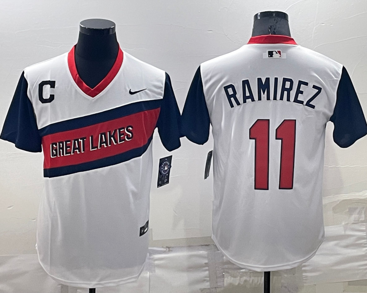 Men's Cleveland Guardians Jose Ramirez #11 White Jersey