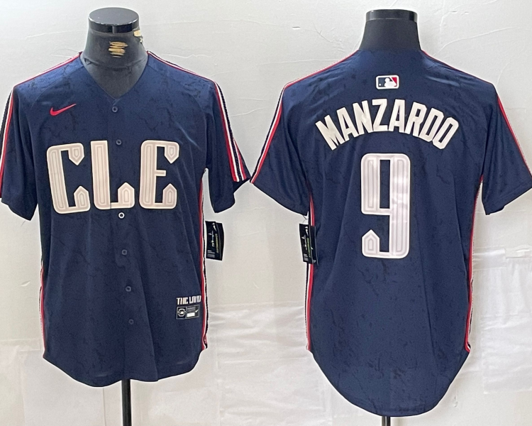 Men's Cleveland Guardians Kyle Manzardo #9 Navy 2024 City Connect Limited Jersey
