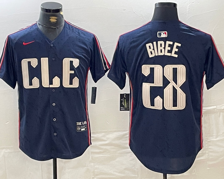 Men's Cleveland Guardians Tanner Bibee #28 Navy 2024 City Connect Limited Jersey