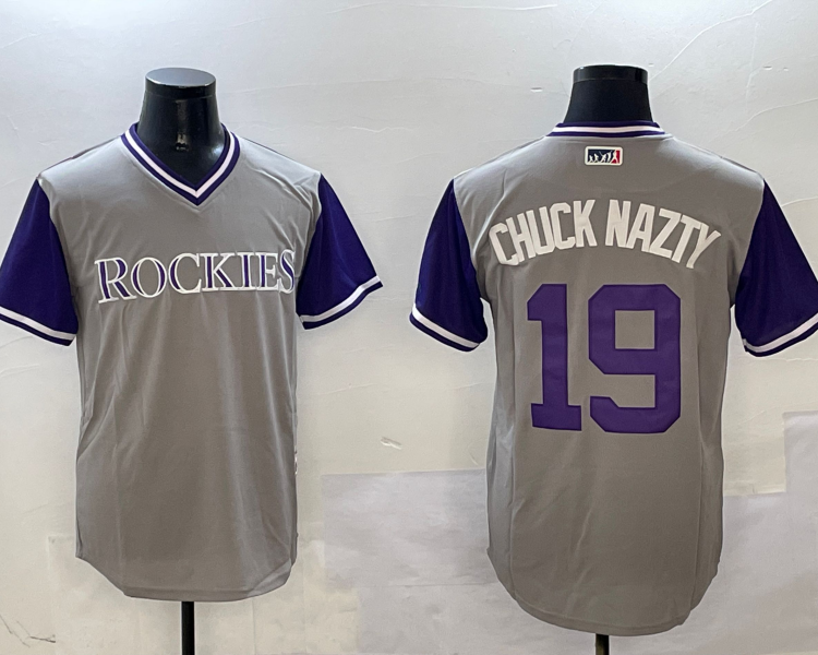 Men's Colorado Rockies Charlie Blackmon #19 Gray Jersey