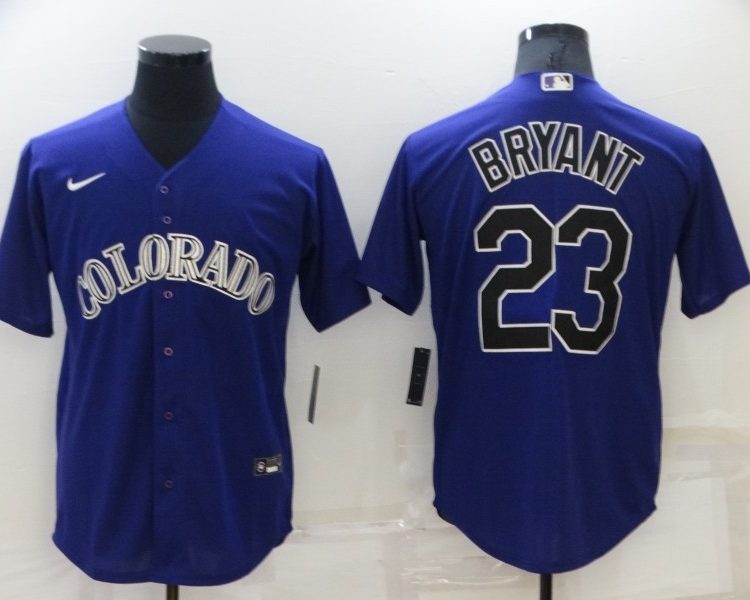Men's Colorado Rockies Kris Bryant #23 Purple Baseball Jersey