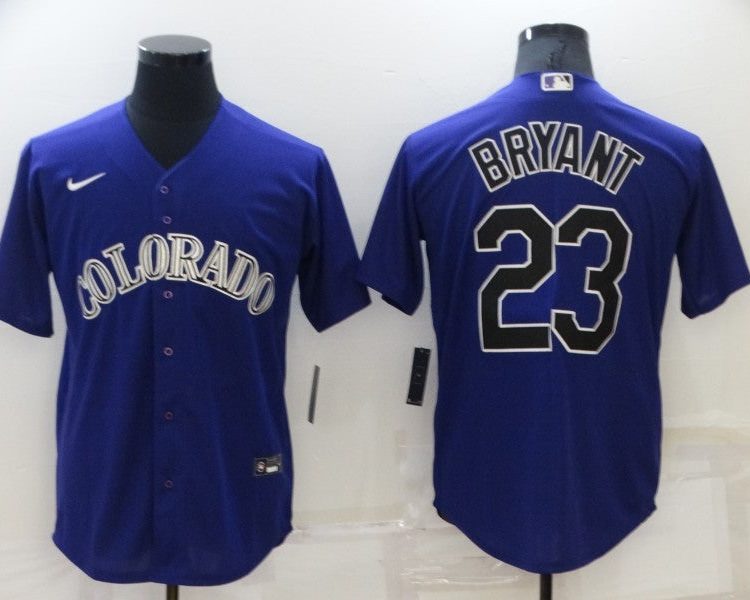 Men's Colorado Rockies Kris Bryant #23 Purple Baseball Jersey
