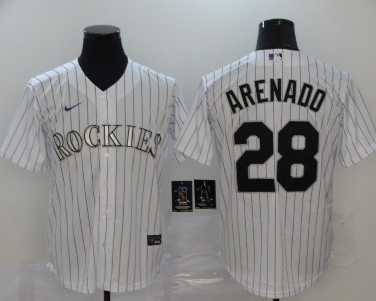 Men's Colorado Rockies Nolan Arenado #28 White Baseball Jersey