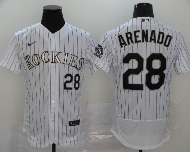 Men's Colorado Rockies Nolan Arenado #28 White Jersey