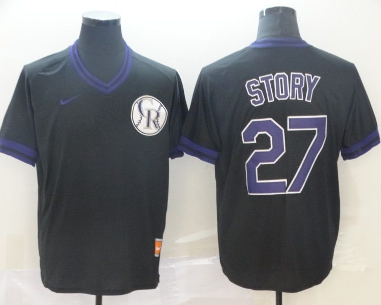 Men's Colorado Rockies Trevor Story #27 Black Baseball Jersey