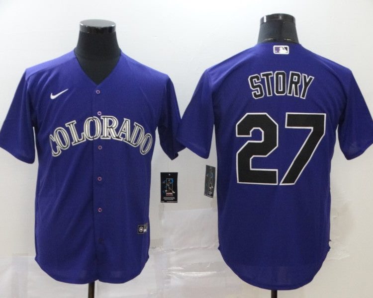 Men's Colorado Rockies Trevor Story #27 Purple Baseball Jersey