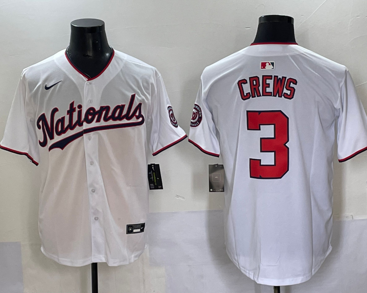 Men's Washington Nationals Dylan Crews #3 White Home Limited Jersey