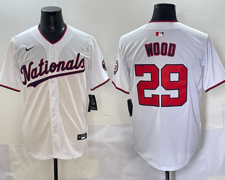 Men's Washington Nationals James Wood #29 White Home Jersey