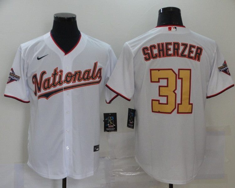Men's Washington Nationals Max Scherzer #31 White Stitched Jersey