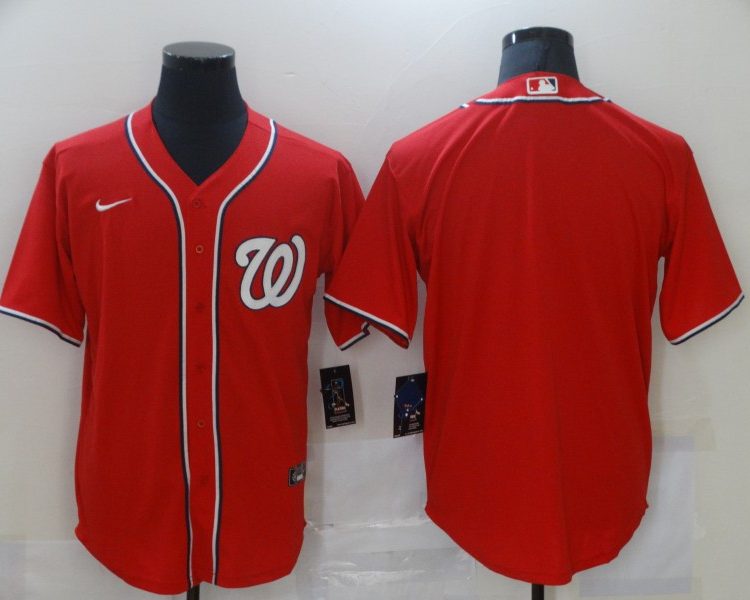 Men's Washington Nationals Red Alternate Blank Jersey