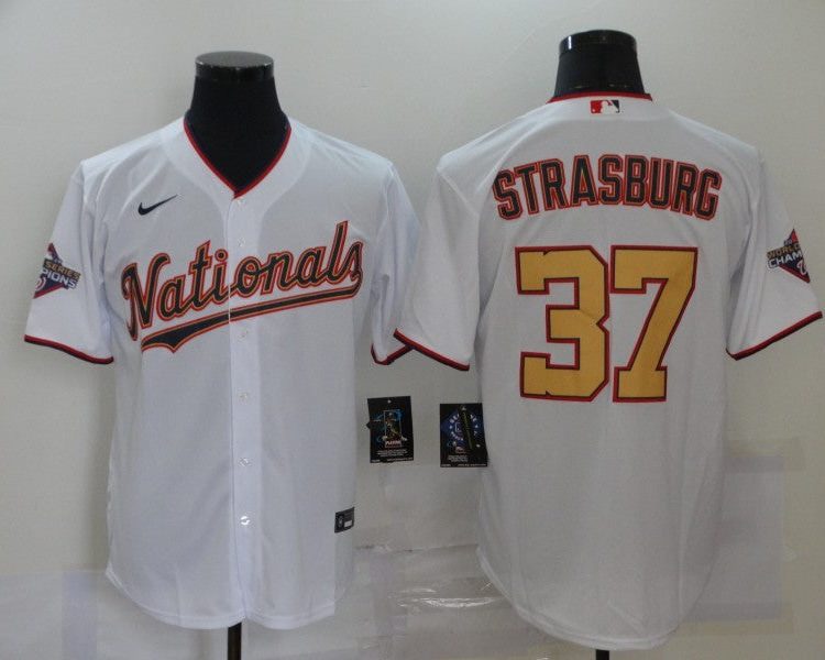 Men's Washington Nationals Stephen Strasburg #37 White Stitched Jersey