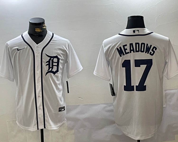 Men's Detroit Tigers Austin Meadows #17 White Home Limited Jersey