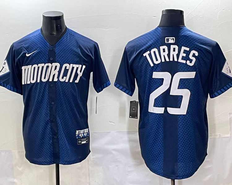 Men's Detroit Tigers Gleyber Torres #25 Navy 2024 City Connect Limited Jersey