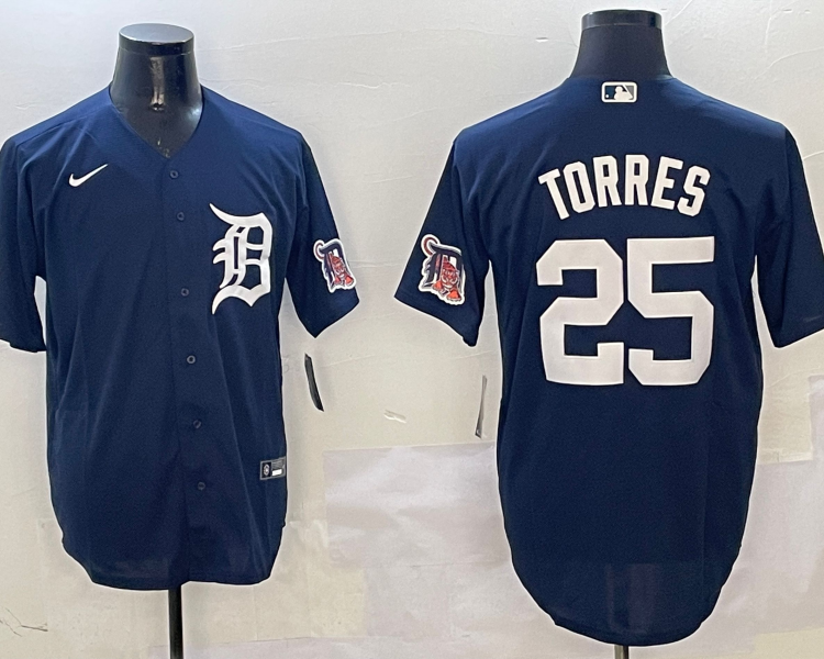 Men's Detroit Tigers Gleyber Torres #25 Navy Jersey
