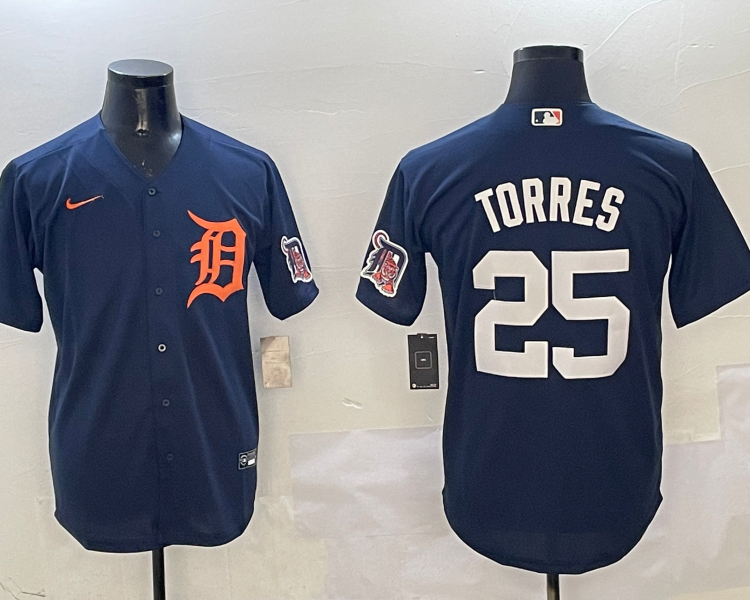 Men's Detroit Tigers Gleyber Torres #25 Navy Limited Jersey