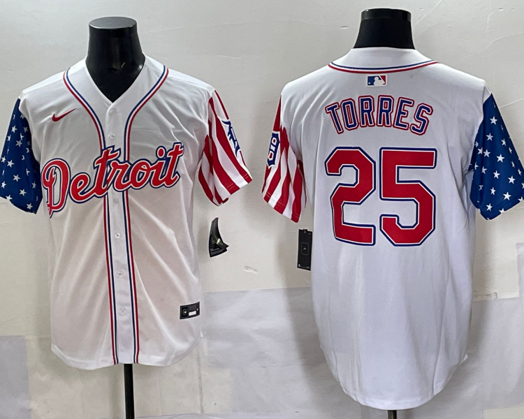 Men's Detroit Tigers Gleyber Torres #25 White Limited Jersey