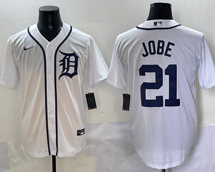 Men's Detroit Tigers Jackson Jobe #21 White Home Jersey