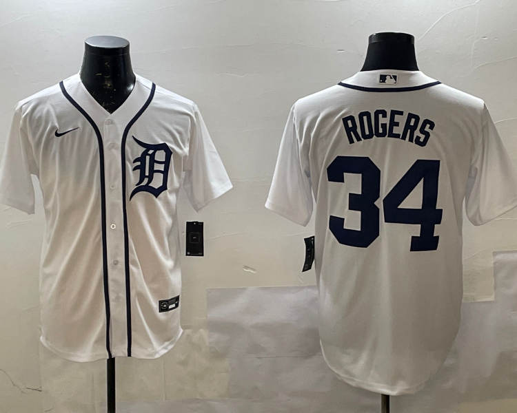 Men's Detroit Tigers Jake Rogers #34 White Home Limited Jersey