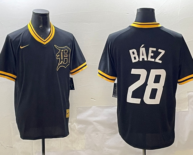 Men's Detroit Tigers Javier Baez #28 Black Jersey
