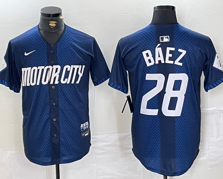 Men's Detroit Tigers Javier Baez #28 Navy 2024 City Connect Limited Jersey