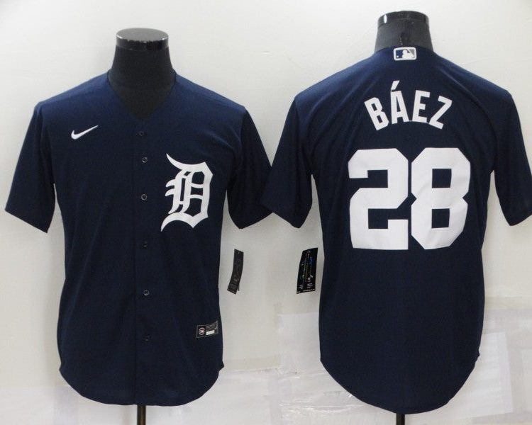 Men's Detroit Tigers Javier Baez #28 Navy Baseball Jersey