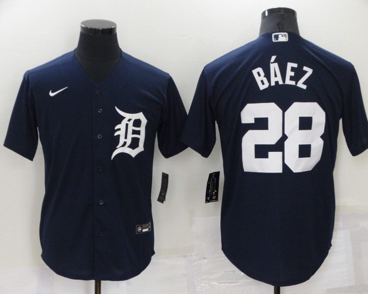 Men's Detroit Tigers Javier Baez #28 Navy Baseball Jersey