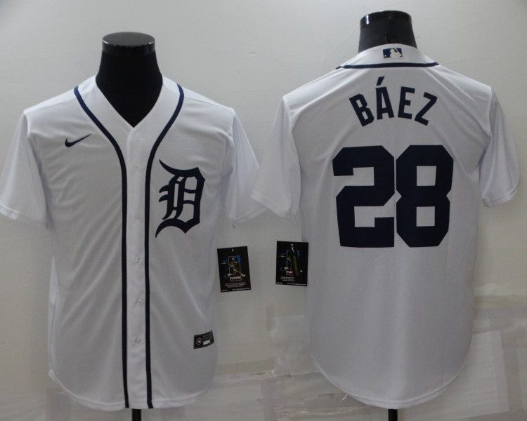 Men's Detroit Tigers Javier Baez #28 White Baseball Jersey