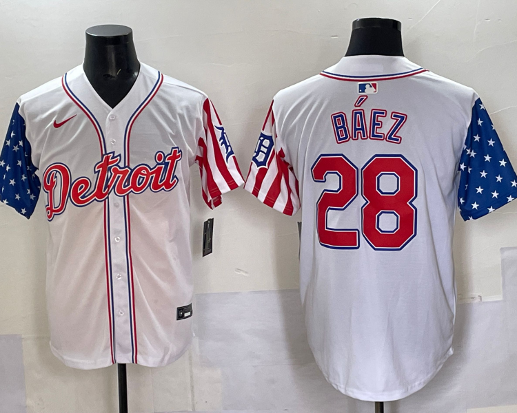 Men's Detroit Tigers Javier Baez #28 White Limited Jersey