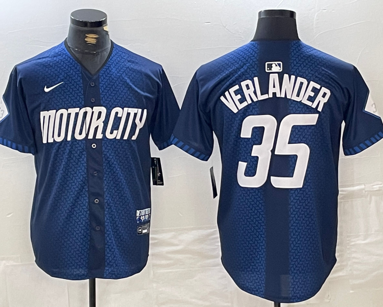 Men's Detroit Tigers Justin Verlander #35 Navy 2024 City Connect Limited Jersey