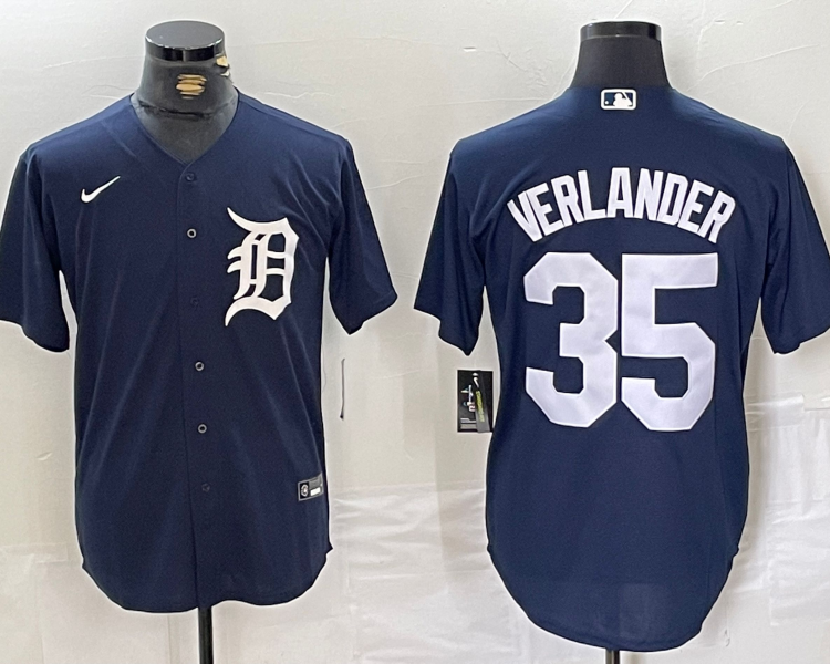 Men's Detroit Tigers Justin Verlander #35 Navy Jersey